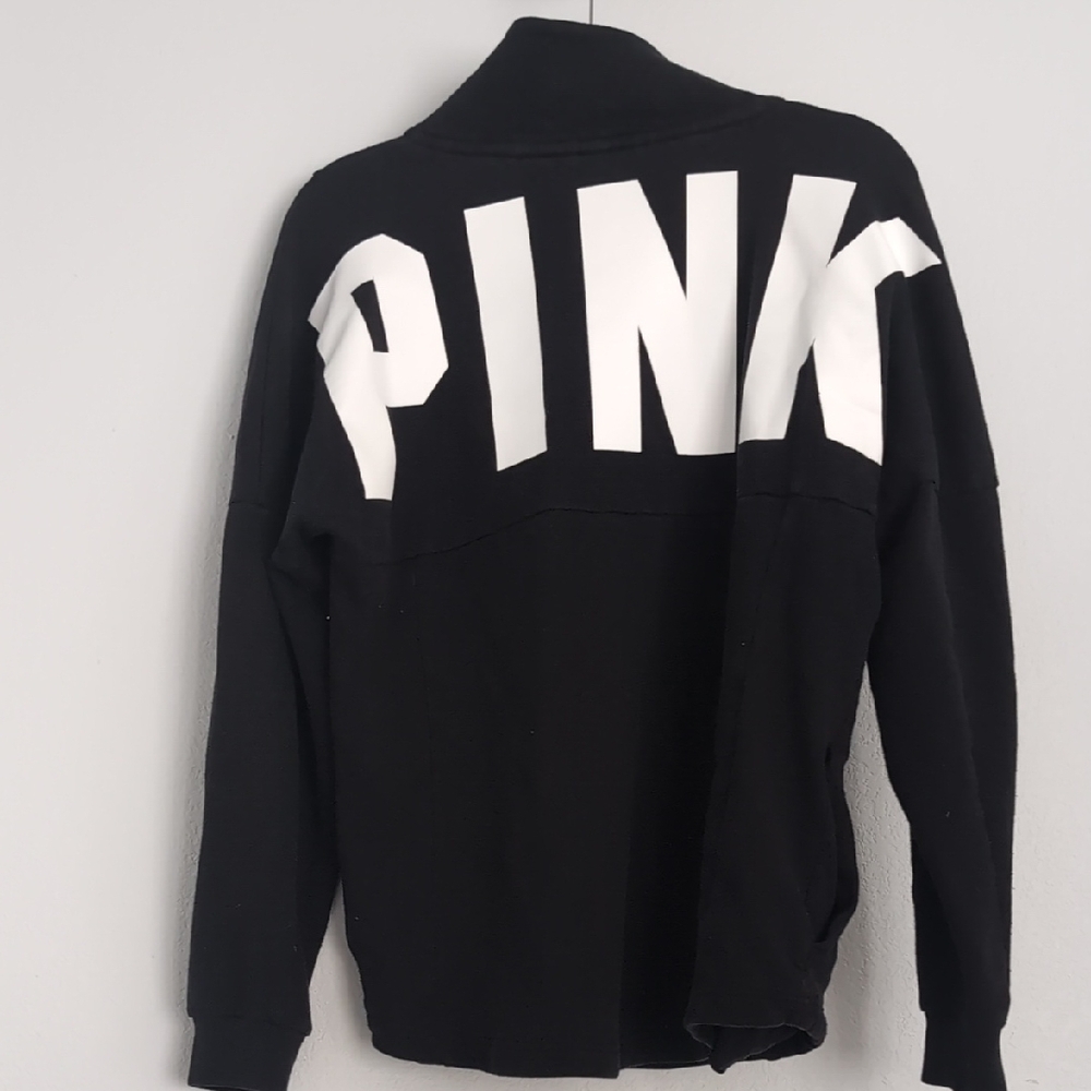 Victoria's Secret PINK - Black Quarter-Zip Pullover, Women's Medium